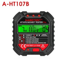 HT107B HABOTEST GFCI 콘센트 테스터 전압 디스플레이 90250V 소켓 감지기 미터 블랙, 01 A-US Plug