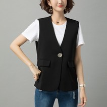 카인드샵 빅사이즈 여성 노카라 정장조끼 봄가을 간절기 베스트