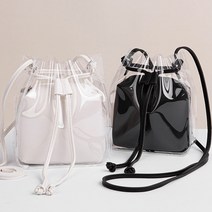 찐코디 K325 투명 PVC 여름 데일리 미니 비치 가방 시원한 소재 파우치 세트 숄더 크로스백 버킷 복조리 핸드백