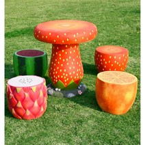 과일모양 테이블 어린이용 어린이집 공원 테라스 키즈, 파인애플 옥수수 테이블 1개 의자 4개