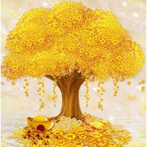 스마탭 보석십자수 돈들어오는 금전수 캔버스형 황금 해바라기 풍경, GD1황금나무40x50
