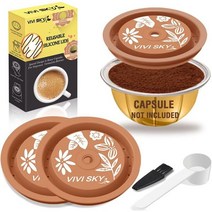 VIVI SKY Reusable Coffee Capsule Lids Work with 네스프레소 Pods VertuoFood Grade Si리코n Caps Used for Ever, 3PCS