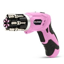 Pink Power 핑크파워 3.6볼트 충전식 무선 전기 드라이버 버블레벨 세트 핑크 공구 전동, One Size