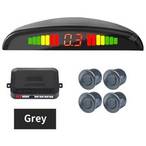 주차 센서 키트 2 센서/4 22mm LED 스크린 역방향 레이더 사운드 경고 표시기 시스템 8 색, 06 Grey 4 Sensors