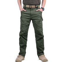 야외 정원 접이식 편의점 남성용 전술 카고 바지 야외 방수 SWAT 전투 군사 위장 바지 캐주얼 멀티 포켓, 02 IX9 Green_03 L