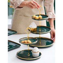 루이드롱 노르딕 디자인 2단 3단 간식접시 플레이팅 인테리어 디저트 트레이 12종 세트, 10종세트