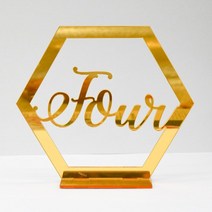 타일절단기 타일커팅기 투명 아크릴 육각형 빈 장소 카드 레이저 컷 시트 일반 타일 웨딩 장식 테이블 번호, 02 gold 4