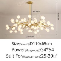 북유럽풍 모던 LED 샹들리에 거실 침실 주방 화려한 반딧불 램프 가정 실내 조명 고급스러운 장식 걸이식 램프, Gold A 54 Heads, CHINA, 3 colors no remote