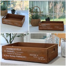 하이비비 빈티지 엔틱소품 카페용품 정리함 주방정리 인테리어 효과좋은 손잡이 바스켓, 빈티지 우드박스