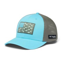 Columbia 유니 PFG 피쉬 플래그 메시 볼 캡-하이 크라운 코코아 버터/쿨 그레이/미드 애틀랜틱 라지/XL, Large-X-Large, Opal Blue, Cypress, Bass Flag