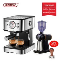 HiBREW-커피 머신 Cafetera 20 바 에스프레소 inox 반자동 카푸치노 온수 스팀 온도 디스플레이 H5 커피, H5 그라인더 탬퍼, 협력사, 유럽 ​​연합