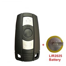 3 버튼 자동차 키 BMW 1 5 6 시리즈 E90 E91 E92 E60 원격 셸 케이스 스마트 블레이드 고리 2025 배터리 포함, 02 with 2025 battery