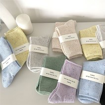 7SET 컬러 보카시 여성양말 사계절 컬러 골지 중목 여자긴양말 세트 소프트삭스