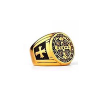 금실 토파즈 클래식 엑소시즘 세인트 베네딕트 Cspb 크로스 남자 반지 펑크 힙합 친구