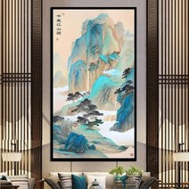 천리강산도 크로스 스티치 녹색 풍경 십자수, 1, 65x120cm 면사
