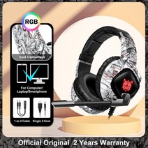 ONIKUMA X15 Pro RGB 헤드 빔 게임용 헤드폰 (마이크 포함) PS5 스위치 용 35mm 내구성 스테레오 서라운드 헤드셋 게이머, CHINA, Camo-white