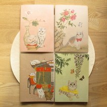 일음쇼핑^^*m민화 묘한노트 + 책갈피 4종 패키지 공책 디자인 실제본 필기 공부 학습일medi^*^, ab*^^선택없는