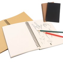 [FreeManner] 무지 그림 일기장 드로잉 노트 50매 / 학교 준비물 심플 무지 귀여운 노트 연습장 드로잉 스케치북, 1개, 블랙+화이트