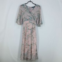 빈티지다온 빈티지 하프랩 플로럴 쉬폰 반팔원피스 라이트핑크