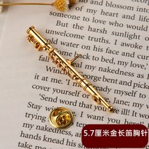 미니 색소폰 트럼펫 트롬본 대형 플루트 바순 브로치 서양 악기 모형 장식품-58400, 08. 골든 플루트 브로치
