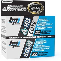 BPI 스포츠 AHD 엘리트/Solid 30 캡슐 남성용 테스토스테론 부스터 30회 제공량 – 550mg