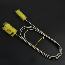 스텐 주름관 nicrew 수족관 청소 브러시 ​​용 물 필터 lily pipe air tube hose 스테인레스 스틸 유연한 단일 더블 엔드 호스 브러시, 노란색 더블 부시, 155cm