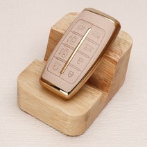 튜모 제네시스 G70 G80 GV70 GV80 6버튼 8버튼 가죽 차 키케이스 키홀더 키링, PGN-02, 큐빅오링-베이지
