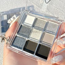 메이크업 혼합 믹싱 아크릴 팔레트 색조 사각 키트 화장 9 색 아이섀도 매트 다크 스모키 컬러 아이 섀도우 실버 그레이 진주 광택 반짝이 축제 품, 01 9 Colors