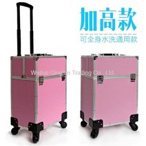 메이크업 캐리어 케이스 파우치 화장 출장가방 화장품 트롤리 네일아트 이동식 미용 가방, 평범한 핑크색 탈착식 휠