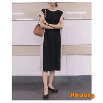 [HEIPANG] 여성 라운드 루즈핏 반팔 미디 원피스