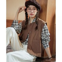 가을 빈티지 베스트 민소매 여성