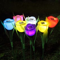 태양광 계단등 꽃등 정원등 5M 야외 정원 태양 LED 문자열 밤 조명 지상 장식 램프 해바라기 인공 꽃 방수, 16 Red Tulip