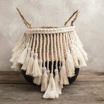 라탄바구니 라탄가방 macrame woven wicker basket handmade boho decor seagrass garden flower pots storage 홈, c, 32cmx28cm