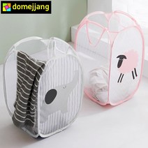 도매짱 접이식 빨래바구니 장난감정리함 세탁 바구니 이동식 세탁물 빨래통 메쉬 빨래함 (domejjang), 01.핑크(양)