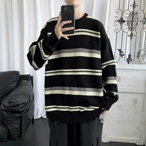 스트라이프 스웨터 남 가 겨울 겨울 스타일 잘 어울리는 학생 개성 있는 커플 나른함 맨투맨 남성가디건 라운드 스웨터 쉬폰 니트티 남성