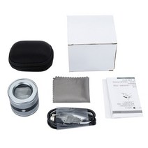 10X HD 풀 메탈 돋보기 휴대용 스케일 측정 실린더 USB 충전식 스탬프 보석 6 LED 라이트, 01 Silver