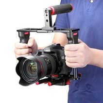 카메라 스몰리그 그립 호환 카메라 비디오 케이지 필름 영화 제작 키트 탑 핸들 포함 canon sony fujifilm 및 nikon dslr 카메라용 듀얼 핸드 그립 포함, 블랙 레드