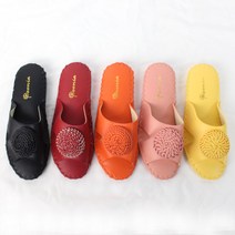 고급 가죽실내화 국화봉합 여성 실내슬리퍼 레자 거실화 6color, 5.옐로우