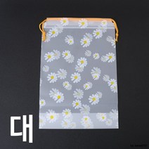 반투명 국화 끈파우치백 20x30