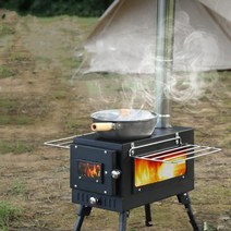펠렛난로 펠릿 캠핑용 화목난로 tryhomy 휴대용 텐트 굽기 다목적 난방 요리 유리, 스테인레스 스틸