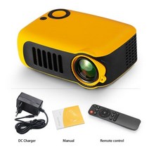 휴대용 미니 빔프로젝터 소형 빔 프로젝트 캠핑 가정용, EU 플러그, Yellow