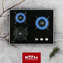 하츠 빌트인 3구 법랑 GC-3606 검정색 블랙 매립형 가스레인지 가스쿡탑 매립 가스렌지, LPG(가스통) 3구
