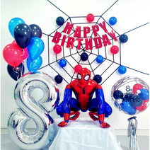 3D스파이더맨풍선 세트 대형 남아 생일 파티 아들 남아 장식 어린이집 행사 남편 선물, 3(대형), 럭셔리(거미줄+미니풍선)