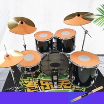 드럼 소음방지매트 실리콘 셀럽 매트 가정용 방음매트 방진 소음패드 세트, C02-5북 3오렌지 포인트 그레+드럼스틱