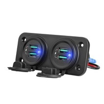 다국적사용가능 여행 어댑터 여러 Usb 포트 소켓 12V 자동 더블 QC3.0 빠른 충전기 내장 자동차 캠핑카 멀티 플러그 오목한, 22.5W-22.5W