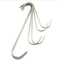 스노클링 탐침봉 다이빙 스쿠버 장비 작살 막대 스틱 모양의 스테인레스 스틸 쇠고기 후크 구운 고기 치킨 윙 링 주방 후크 스토어 레스토랑 바베큐 베이컨 호텔 도구, 6mm 23cm