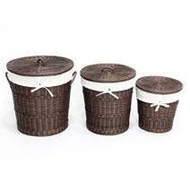 초록씨 크로스 라탄 빨래바구니, 8.크로스 라탄 빨래바구니(브라운)-소.중,대 셋트