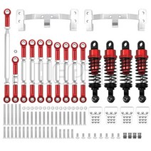 원격 조종 RC 너트 잠금 장치가있는 금속 조향 링크 타이로드 마운트 충격 흡수 장치 키트 1/12 MN D90 D91 MN40 MN45 MN99 MN99s 1/16 WPL C14, [18] MN red silver