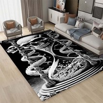구름쇼파 3D 창의적인 공포 해골 카펫 가족 거실 침실 소파 문짝 매트 장식 카펫 미끄럼 방지 주방 바닥 매트, 43.230cm by 160cm - J