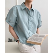 여성 66 77 뒷주름 소라색 퍼프소매 벌룬 스탠다드 블라우스 셔츠 남방 (22-109)